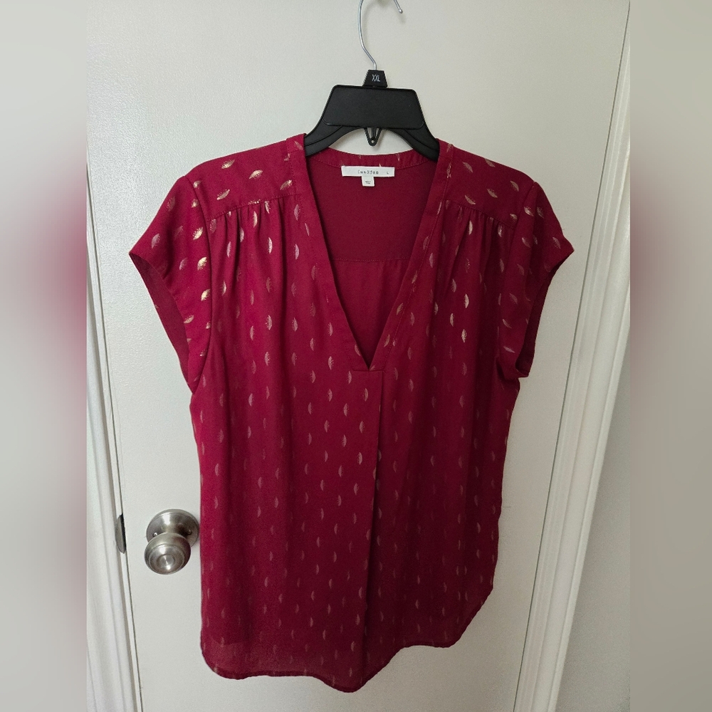 Burgundy Top with Gold Accents